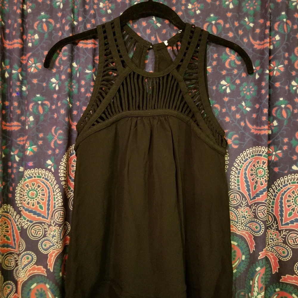 Black lattice laced top